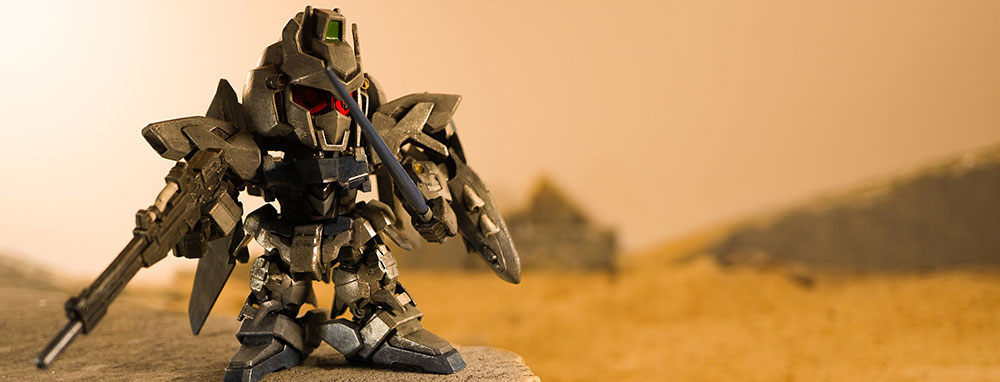 Jessie Graves - Gundam Unicorn SD Model on Sandy Wasteland Backdrop